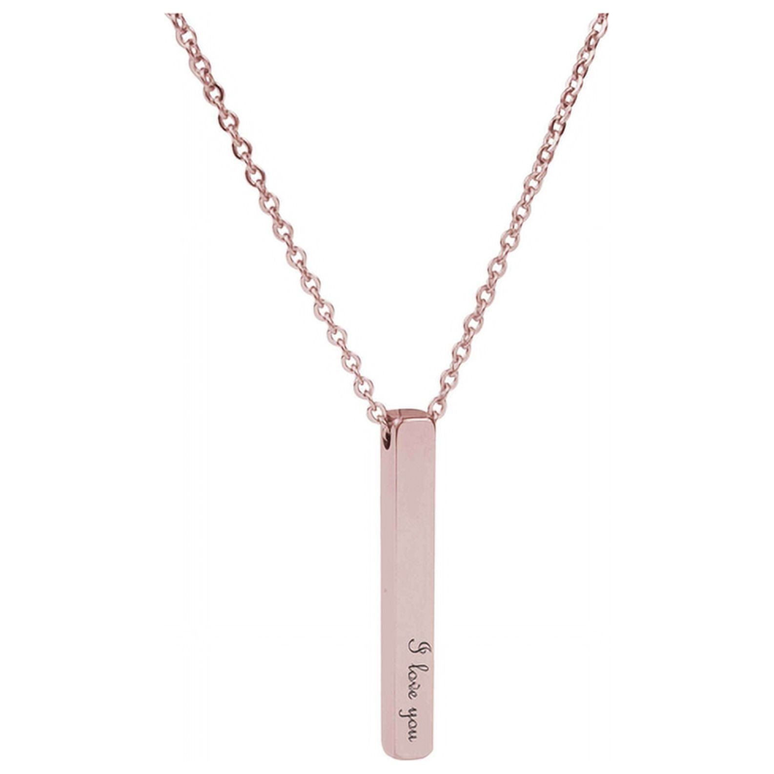 Custom bar Necklaces, Love, Joy, heart 2024 Necklace/Personalized Bar Necklaces/ rose gold, Pewter, vertical bar necklace