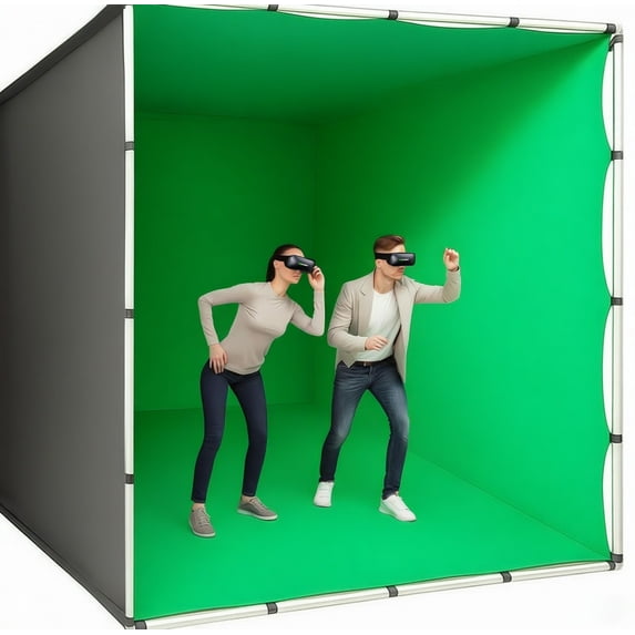 VR Green Screen Booth for Mixed Reality, Live Streaming, YouTube & Gaming , Professional Studio Enclosure with Sturdy Aluminum Frame , Quick Setup No Tools Needed