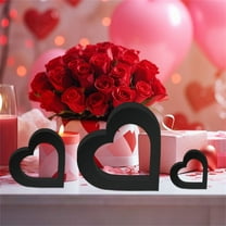 3D Valentine's Day Romantic Black Heart Ornament Xfb016 Decorative Sculpture - 3D Standing Heart-Shaped Design For Home Office Valentine's Day Decoration Tabletop Display - For