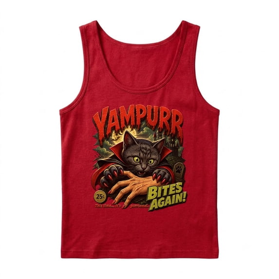 Vampire Bitign Neck 3D Vampurr Bites Again Funny Vampire Cat Vintage Comic Halloween ...