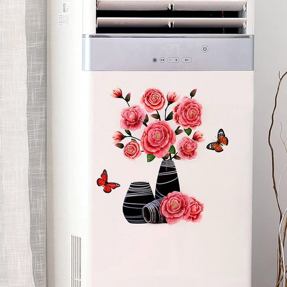 3D Vase Sticker Wall Sticker Home Refrigerator Cabinet Decoration DIY Superposition Floral Stickers Self-Adhesive Vase Theme Flower Wall Decal Decor Peel and Stick Wallpaper, Wall Decals Clearance