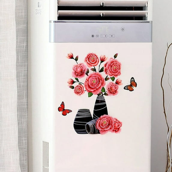 3D Vase Sticker Wall Sticker Home Refrigerator Cabinet Decoration DIY Superposition Floral Stickers Self-Adhesive Vase Theme Flower Wall Decal Decor Peel and Stick Wallpaper, Wall Decals Clearance