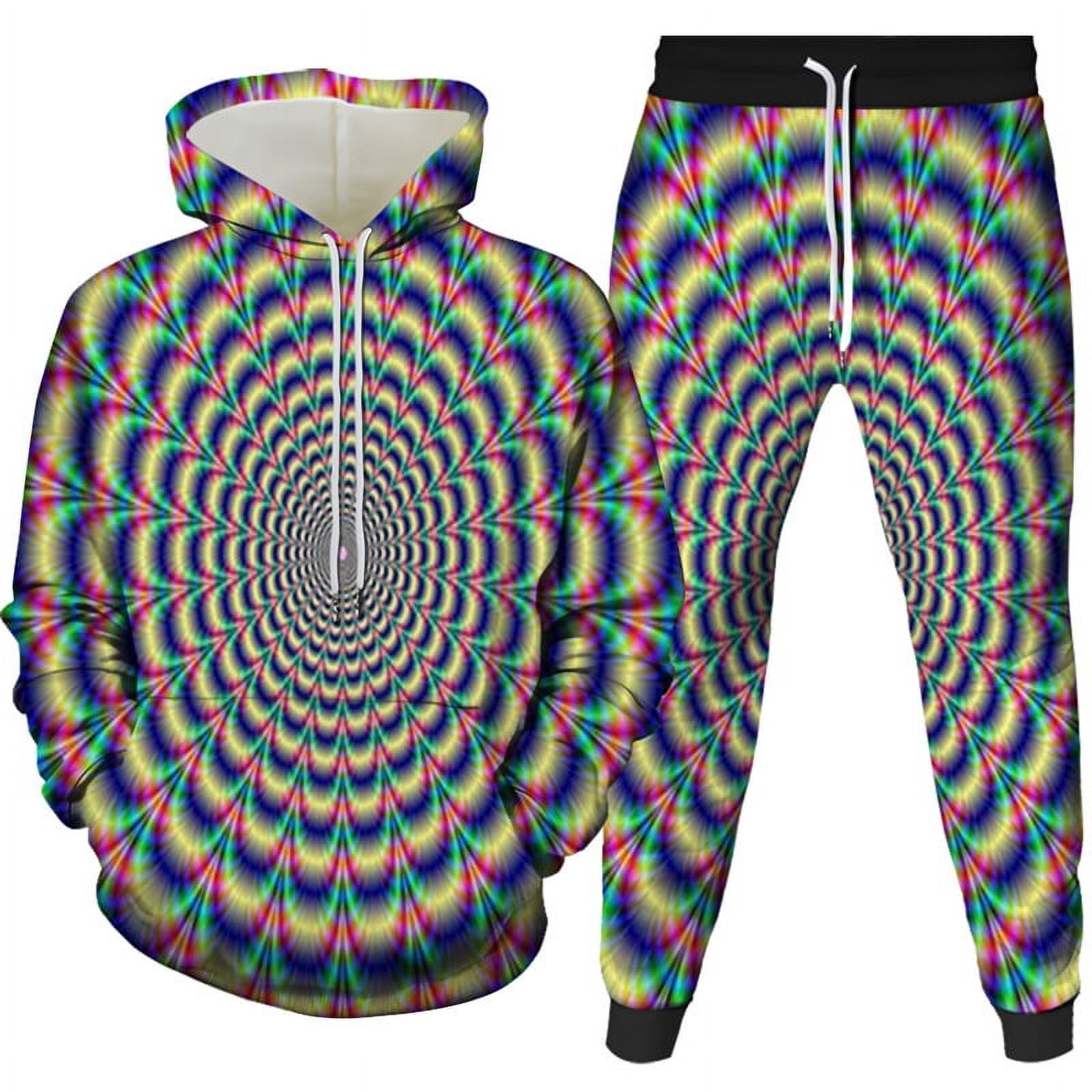 3D Vertigo Geometry Funny Graphic Hooded Sweatshirt Pants Novelty Cool