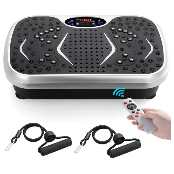 3D Vibration Plate Exercise Machine, Weight Loss Workout Equipment for Whole Body, Lymphatic Drainage Machine, Fitness Platform W/Loop Bands, Shake Board for Sports, Home Gym Exercise Equipment