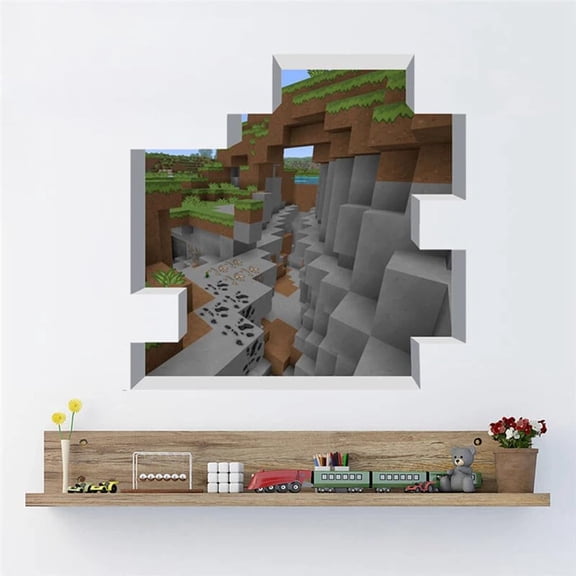 3D View Game Minecraft Theme Wall Stickers Decals For Kids Bedroom Home Wall Decor Mural Wallpaper