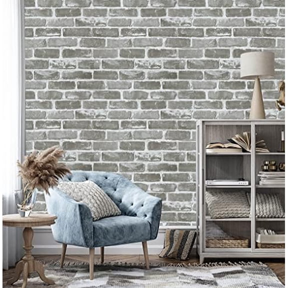 3D Vintage Grey Brick Wallpaper 17.7"×472" Brick Peel and Stick Wallpaper Brick Wallpaper Brick Self Adhesive Faux Textured Wallpaper Stone Look Wall Paper Home Decor Vinyl