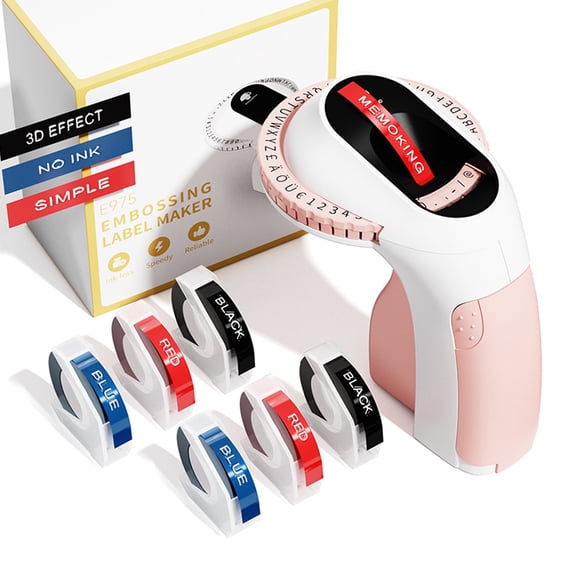 3D Vintage Manual Label Maker Printer,Embossing Label Maker Machine with 6 Rolls Emboss Tapes,Small Old School Embossing Labeler for Home Kitchen Office and DIY