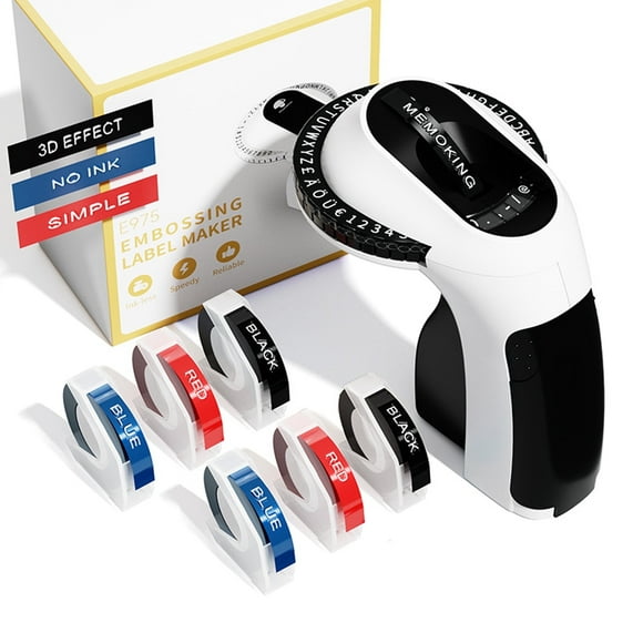 3D Vintage Manual Label Maker Printer,Embossing Label Maker Machine with 6 Rolls Emboss Tapes,Small Old School Embossing Labeler for Home Kitchen Office and DIY