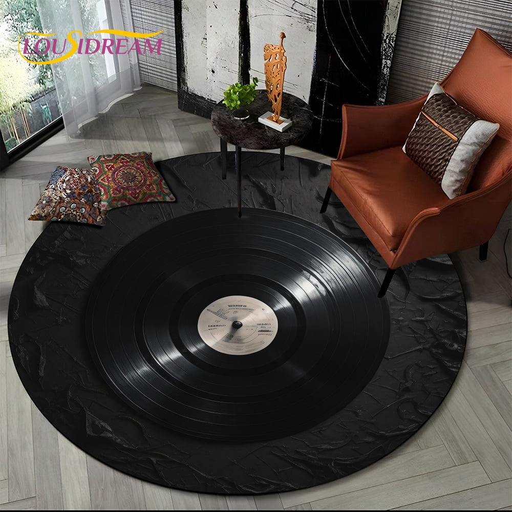 3D Vinyl Record Music DJ Screen Tape HD Round Area Rug Carpet Rug for ...