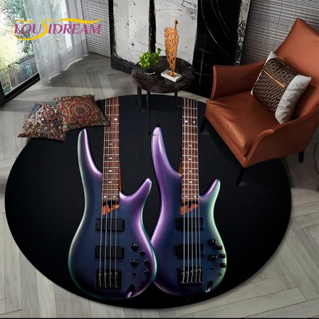 3D Vinyl Record Music DJ Screen Tape HD Round Area Rug Carpet Rug for Living Room Bedroom Sofa Playroom r Non-slip Floor Mat