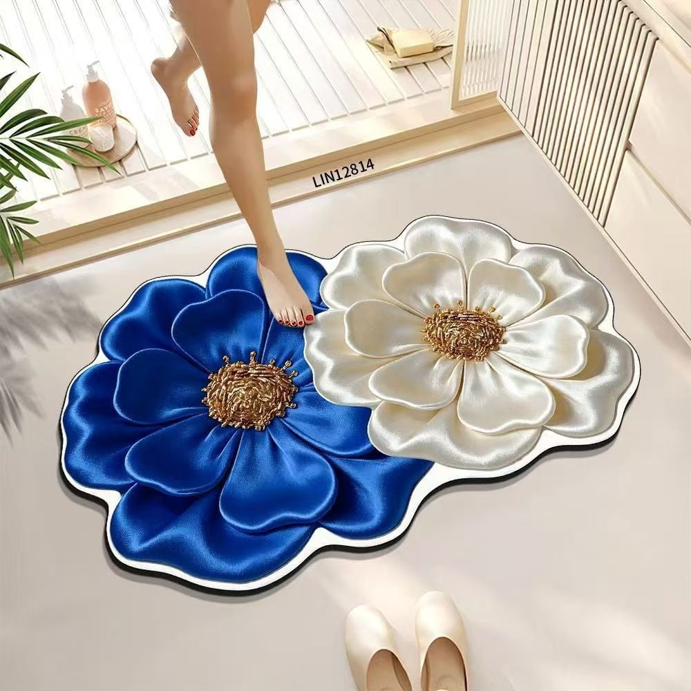 3D Vision Diatom Mud Floor Mat - Oil Painting Flower Design for ...