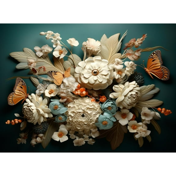 3D Vision Flowers 5D Diamond Art Painting by Number Kits for Adults DIY Paint with Round Full Drill Diamond Gems Painting Art Craft for Home Wall Decor 15.8x19.8inch