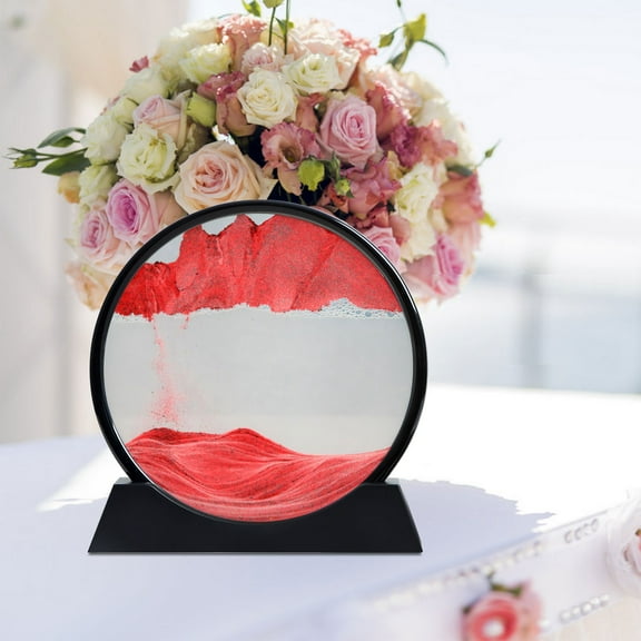3D Vision Moving Sand Art Table Decoration, Colorful Dynamic Art Sand Painting Statue, New Round Glass Painting Floral Ornament, Portable Motion Glass Display for Home Office Desktop Decor, 20ml