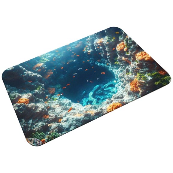 3D Visual Crystal Velvet Doormat For Entryway - 20X32 Inch Stain-Resistant Easy-Clean Rug With Ocean Reef Design - For Home Entrance, Hallway, Bathroom, Bedroom, Living Room