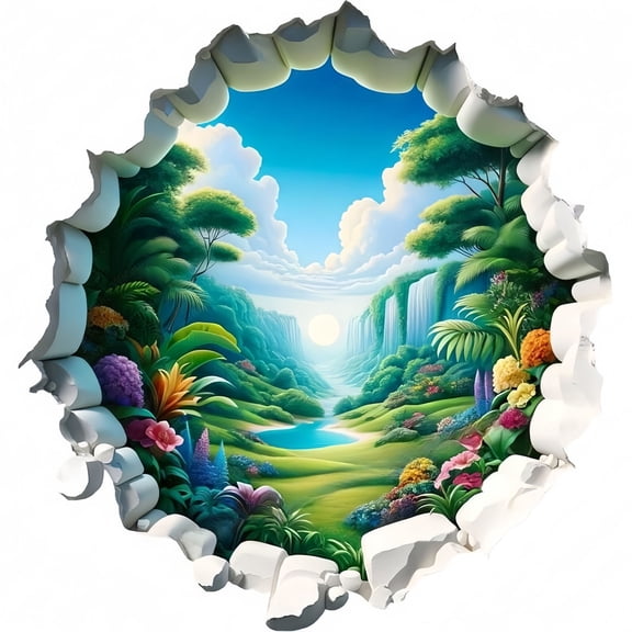 3D Visual Effect Beautiful Scenery Stickers - Waterproof Decorative Decals for Restaurant Doors, Windows, Walls, and Car Bodies