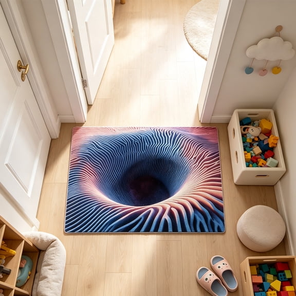 3D Visual Effect Optical Illusion Door Mat, Super Soft Flannel Non-Slip Floor Carpet, Compact Bedroom Entryway Vanity Rug for Home Decor