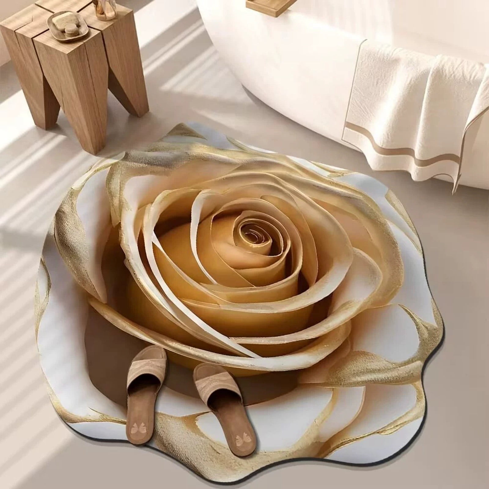 3D Visual Flower Pattern Irregular Shape Decorative Mat Lightweight ...