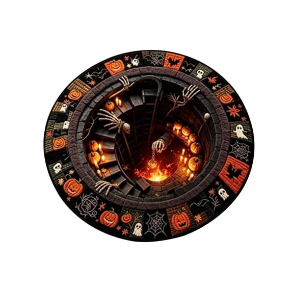 3D Visual Halloween Welcome Mat, Non Polyester Decorative Doormat, Indoor Outdoor Seasonal Floor Rug for Front Porch Entryway Home Holiday Party Decor (I-24in)