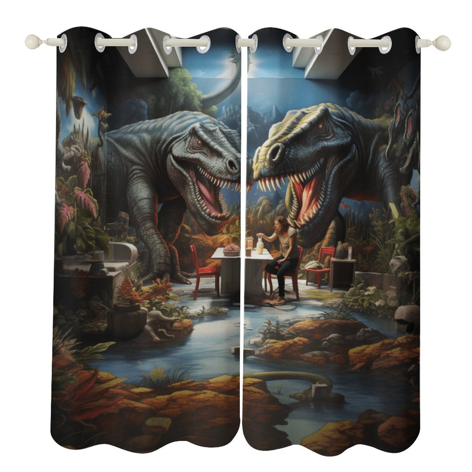 3D Tyrannosaurus Battle 152 Curtains Drapes main image 1