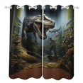 thumbnail image 1 of 3D Visual Illusion Dinosaur 2 Panels 3D Printing Pattern Curtain for Bedroom Living Room Kitchen Window Decoration Home, 1 of 6