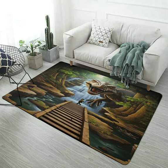 3D Visual Illusion Dinosaur Area Rugs Carpet Suitable for Living Room Kitchen Bedroom Laundry Room Home Decorations