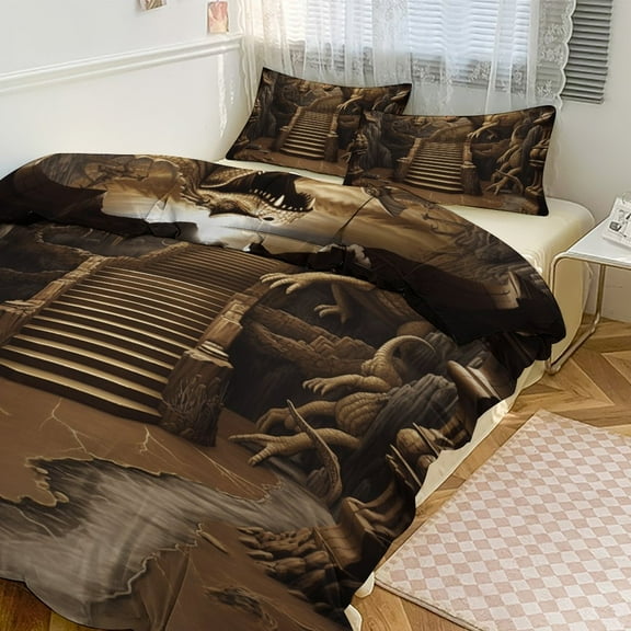 3D Visual Illusion Dinosaur Bedding Set Couple Bedclothes Pillowcase Customized Home Textiles Bed Set for Bedroom Decoration