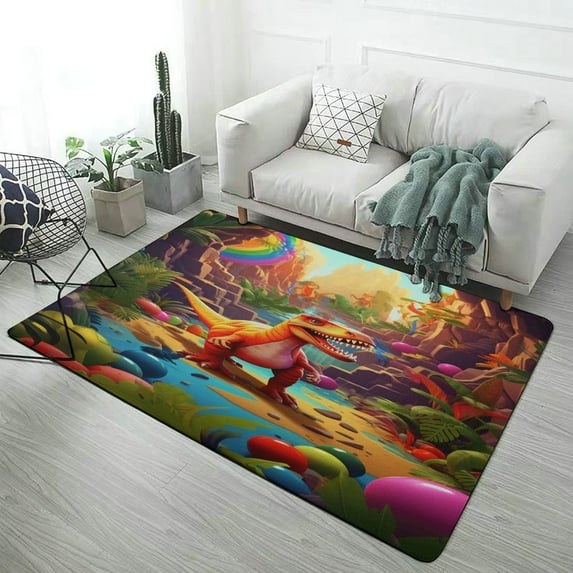 3D Visual Illusion Dinosaur Carpet Rug for Home Living Room Bedroom Sofa Doormat Decor Kids Area Rug Non-slip Mat