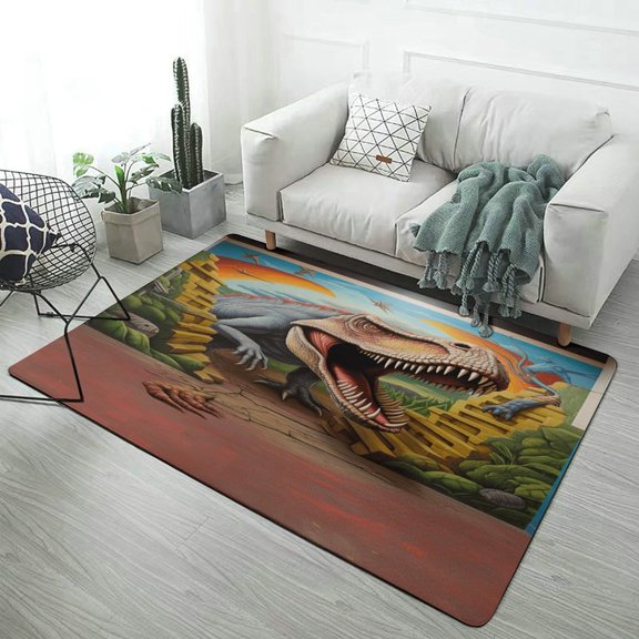 3D Visual Illusion Dinosaur Home Decor Living Room Carpet Non-slip Hotel Lobby Floor Mat Kitchen Bedroom Entrance Doormat s