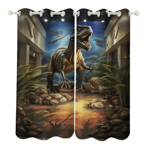 3D Visual Illusion Dinosaur Luxury Window Curtains Blinds for Living Room Kids Bedroom Bathroom Kicthen Door Home Decor 2 Panels
