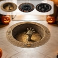 thumbnail image 1 of 3D Visual Illusion Halloween Round Doormat, 23.6 in Polyester Non‑slip Floor Mat, Skeleton Mummy Spider Pattern for Entryway Bedroom Holiday Party Decor, 1 of 7