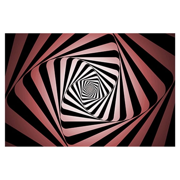 3D Visual Illusion Vortex Area Rug, Realistic Optical Tunnel Swirl Carpet, Modern Pink & Black Abstract Floor Mat for Living Room, Bedroom & Study, Non-Fading Fashion Decor