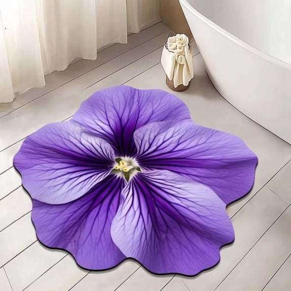 3D Visual N1 Flower-Shaped Floor Mat, Non-Slip Absorbent Washable Home Bathroom Rug, Durable Easy-Clean Door Mat For Entryway, Bedroom, Kitchen, Indoor Use