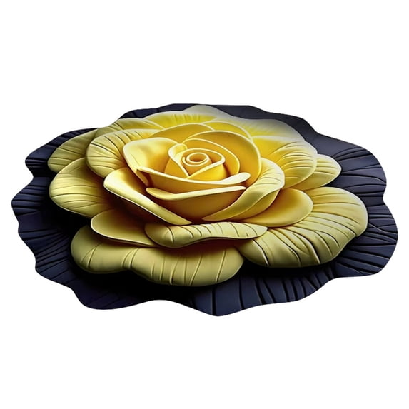 3D Visual Stereo Flower Special Shaped Diatomaceous Earth Floor Mat Non- Super Absorbent Quick-Dry Decorative Rug for Living Room Bedroom Entryway