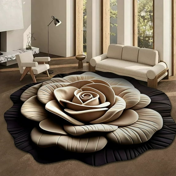3D Visual Stereo Flower Shaped Diatomaceous Earth Floor Mat Super Absorbent Non Mud Rug for Living Room Bedroom Entryway