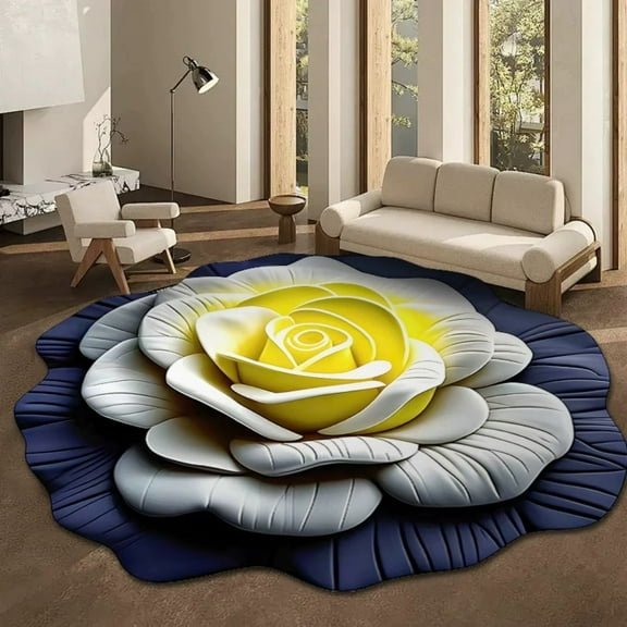 3D Visual Stereo Flower Special Shaped Diatomite Mud Floor Mat for Living Room Bedroom Entryway Non and