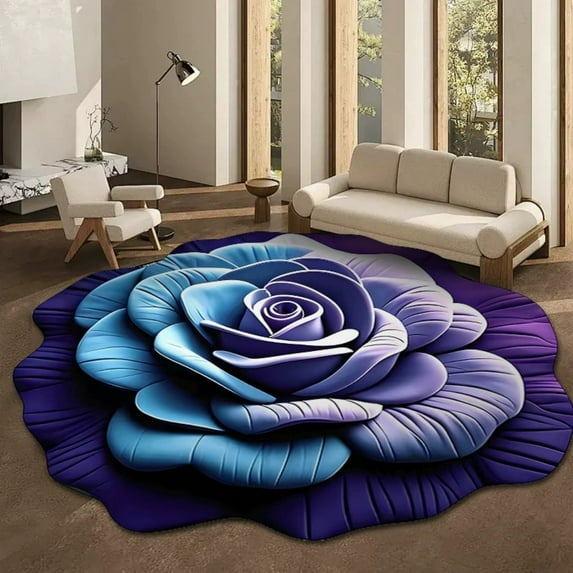 3D Visual Stereo Flower Special Shaped Mud Floor Mat for Living Room and Bedroom | Non- Water-Absorbent Easy Care Decorative Floor Covering for Home Entrances
