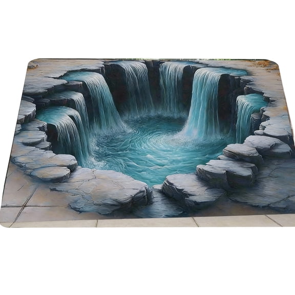 3D Visual Waterfall Doormat, Indoor Non-Slip Floor Mat - Absorbent, Easy to Clean, Wear-Resistant, Stain-Resistant for Long-Lasting Use - For Home Entrance, Bathroom, Entryway, Indoor Living Spaces