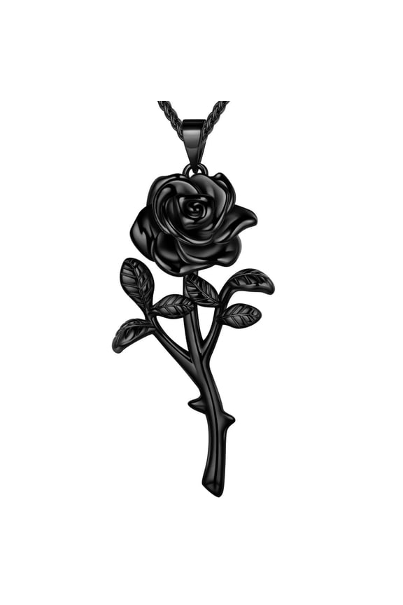3D Vivid Black Rose Necklaces Flower Pendant Elegant Romantic Women Jewelry Mother Christmas Valentine's Day Gifts for Her Hipunk