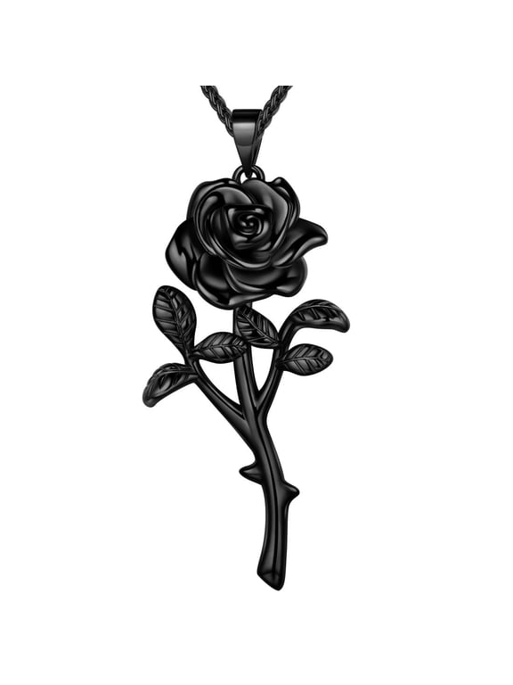 3D Vivid Black Rose Necklaces Flower Pendant Elegant Romantic Women Jewelry Mother Christmas Valentine's Day Gifts for Her Hipunk