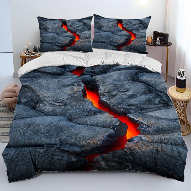 3D Volcano Lava Magma Comforter Bedding Set Duvet Cover Bed Set Quilt
