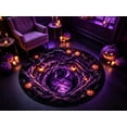 thumbnail image 1 of 3D Vortex Quilted Round Halloween Rug (31.5IN),Optical Illusion Design, Soft Velvet Round Mat, Quilted Texture, Non-Slip Backing , For Halloween decoration, Bedroom (C), 1 of 6