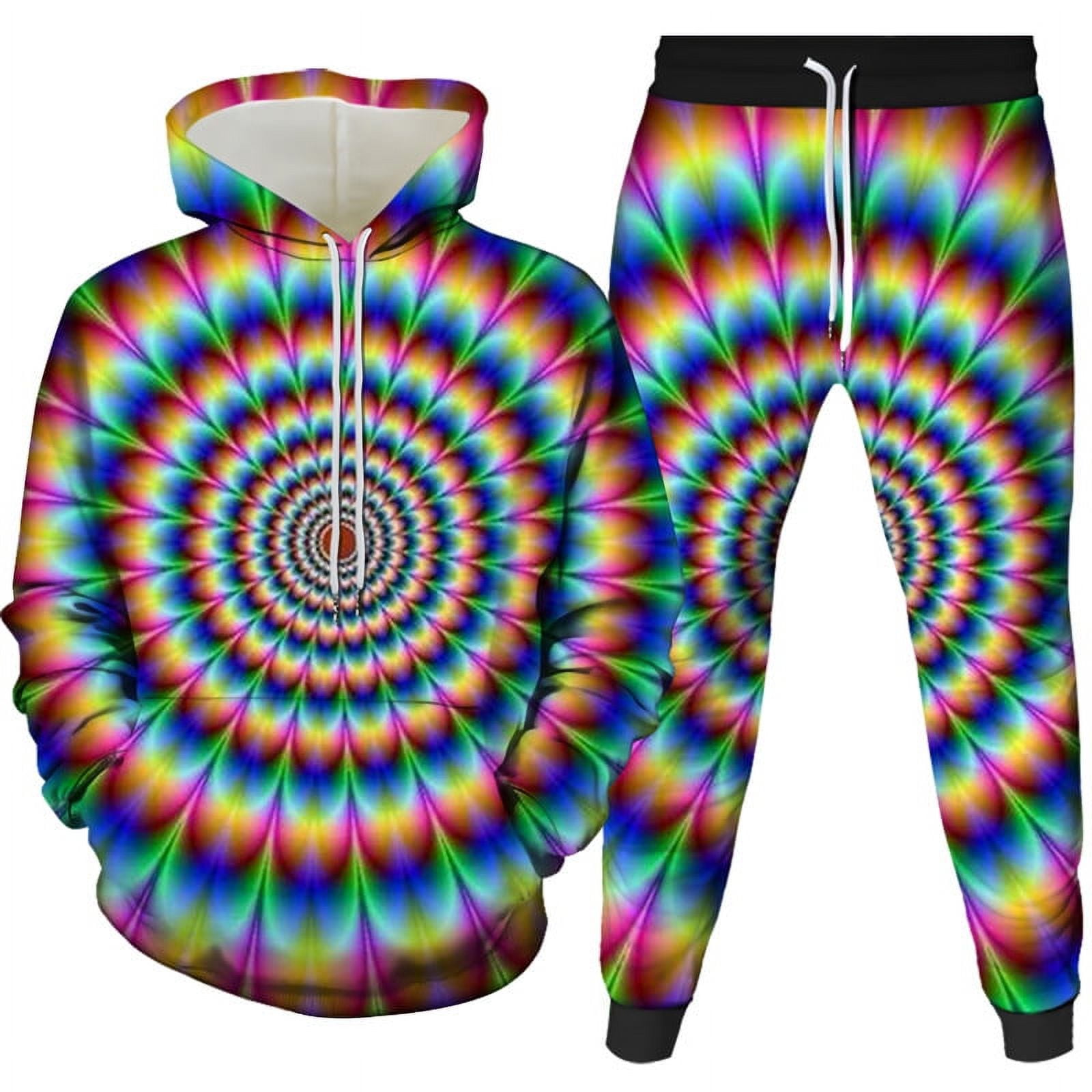 3D Vortex Vertigo Print Tracksuits 2 Piece Optical Illusion Outfit Hip