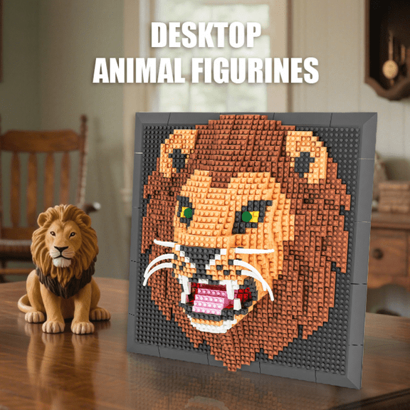 3D Wall Art Lion Building Blocks Set for Adults Who Love Creative Hobbies Desktop Home Decor Gifts