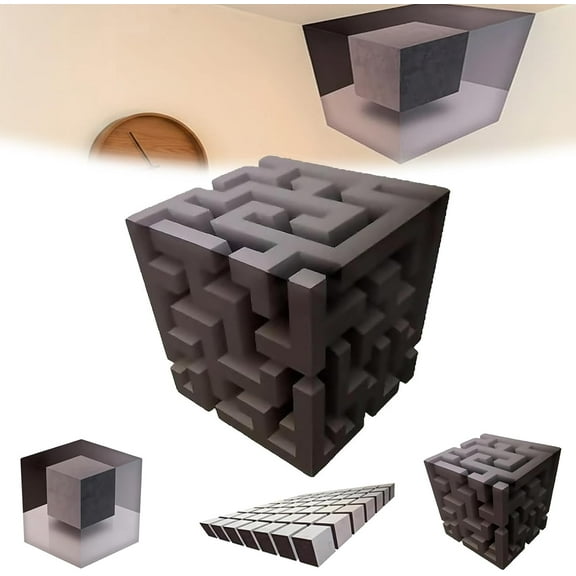 3D Wall Art Optical Illusion Corner Wall Decal - Large 19.7in Removable Peel and Stick Wall Decor, Impossible Corner Design for Living Room, Office & Dorm