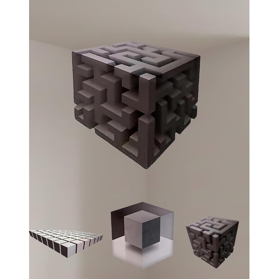 3D Wall Art Optical Illusion Corner Wall Decal That Reshapes Reality, Large Abstract Canvas Removable Peel & Stick Graphic Walls Art, Cube Floating Object Appears to Twist and Shift, Modern Décor