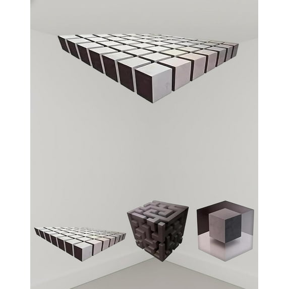 3D Wall Art Optical Illusion Corner Wall Decal - Walls Art That Reshapes Reality, 3D Walls Panels Peel and Stick with Visual Illusion Effects - Makes You Feel Like Space is Being Distorted (C)