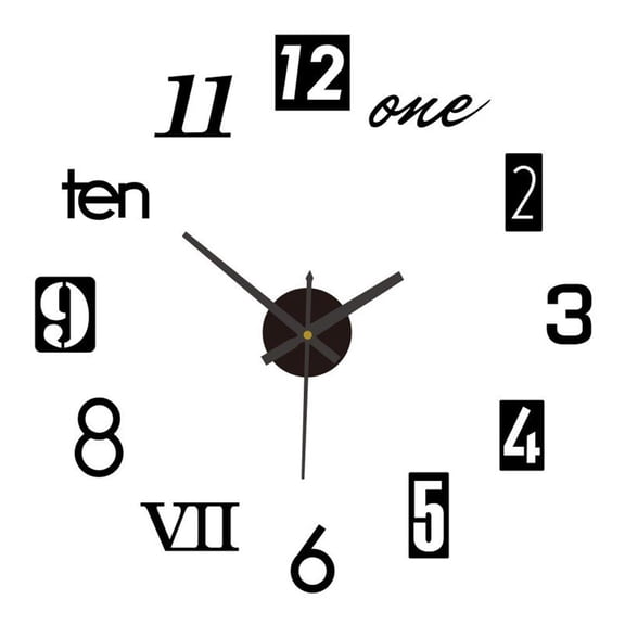 3D Wall Clock Mirror Large Modern DIY Sticker Office Decor U.K Art HomeShop I9C6