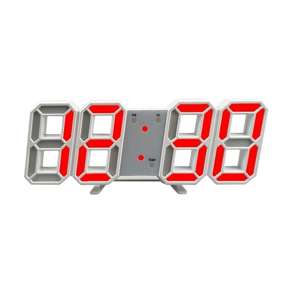 3D Wall Clock, Smart Digital Alarm Clock with Temperature Display, LED Desk Clock for Living Room Auto-Dim Night Mode