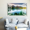 thumbnail image 1 of 3D Wall Decal Nature Landscape Fake Window Wall Poster Mountain Forest Lake Landscape Wall Sticker Wallpaper Peel and Stick, 1 of 5