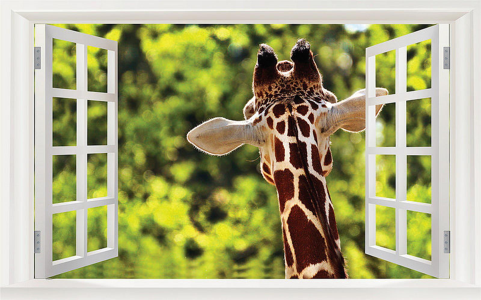 Large Giraffe 3D Wall Mural Art Decal in Brown and Green